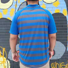 Load image into Gallery viewer, HYBRID ELITE POLO - BLUE AND GRAY STRIPE
